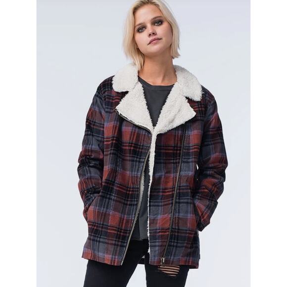 Volcom Women's Ruffian Coat Fleece Sherpa Collar Heavy Chore Jacket Size Small - Picture 1 of 9